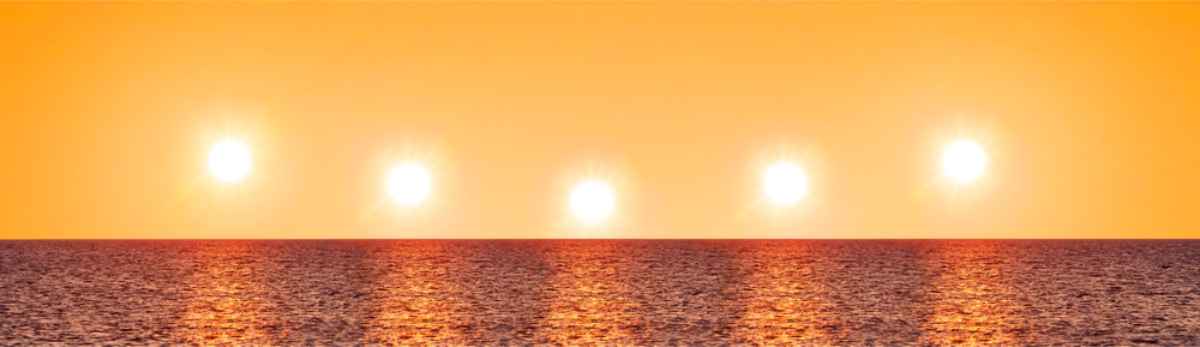 Image des diff&eacute;rentes positions du soleil &agrave; l'horizon pendant le soleil de minuit